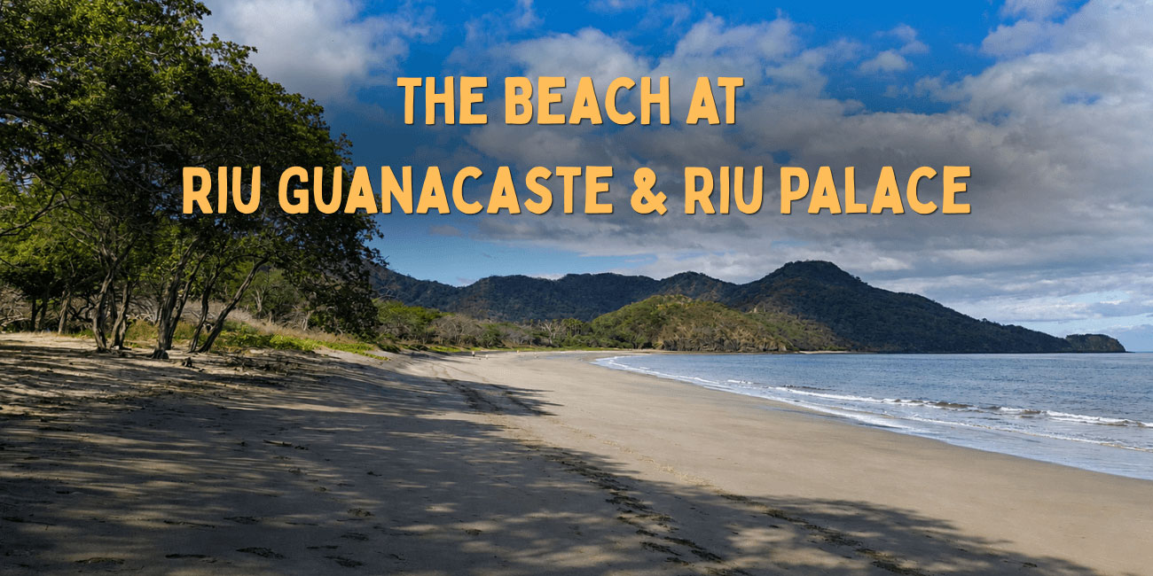 Matapalo Beach golden sand and turquoise water in front of RIU Guanacaste and RIU Palace